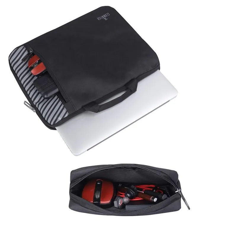 Combo: Sleek Laptop Sleeve & Multipurpose Travel Pouch | Includes Pencil Case | 15.6 inch | Black