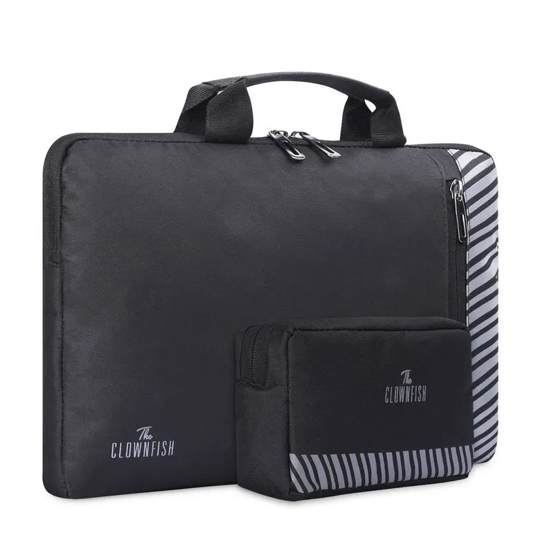 Combo: Sleek Laptop Sleeve & Multipurpose Travel Pouch | Includes Pencil Case | 15.6 inch | Black