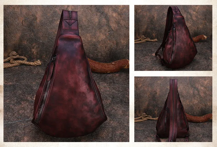 Cool Women's Leather Crossbody Chest Bag Small Sling Backpack Purse For Women