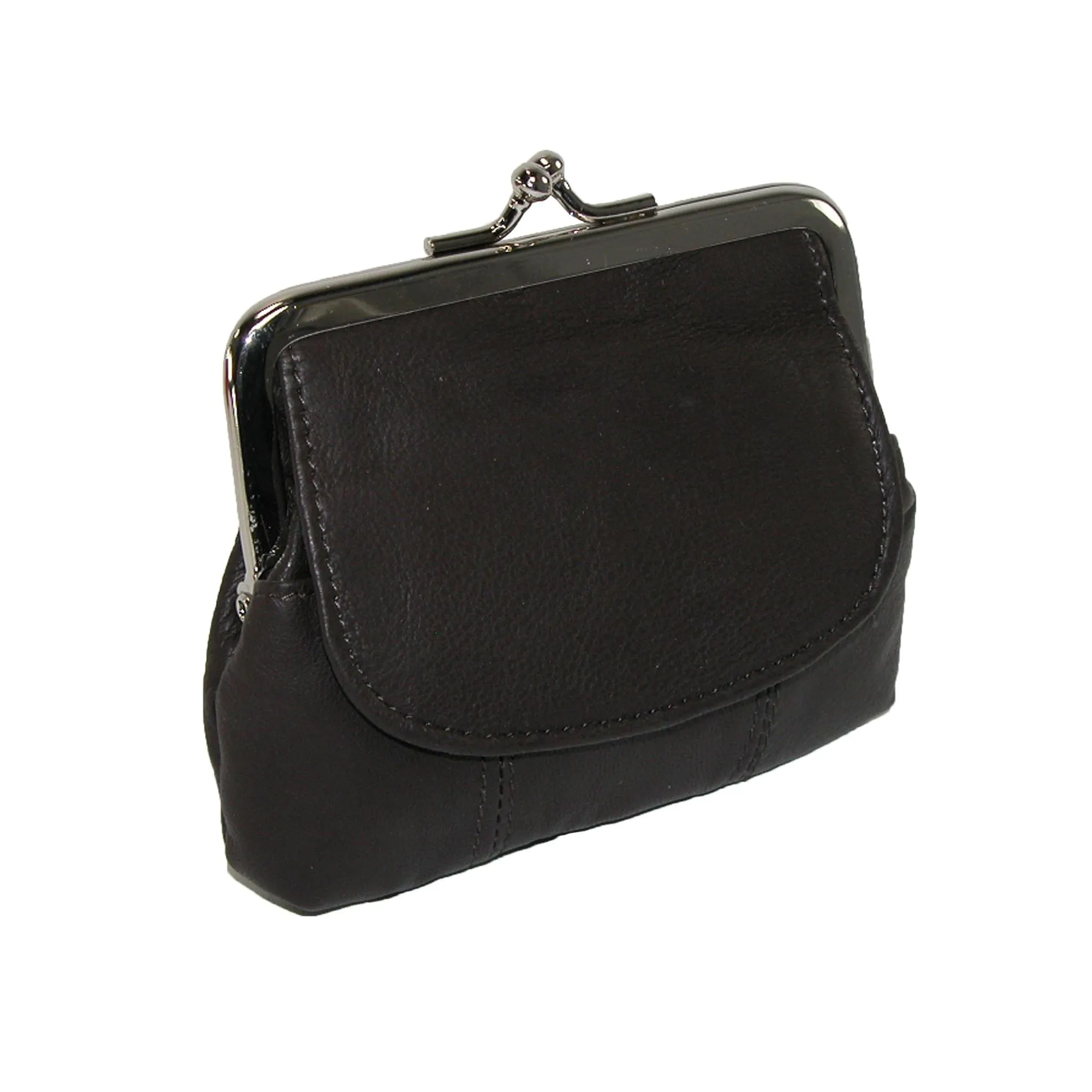 CTM® Leather Double Compartment Coin Purse Wallet