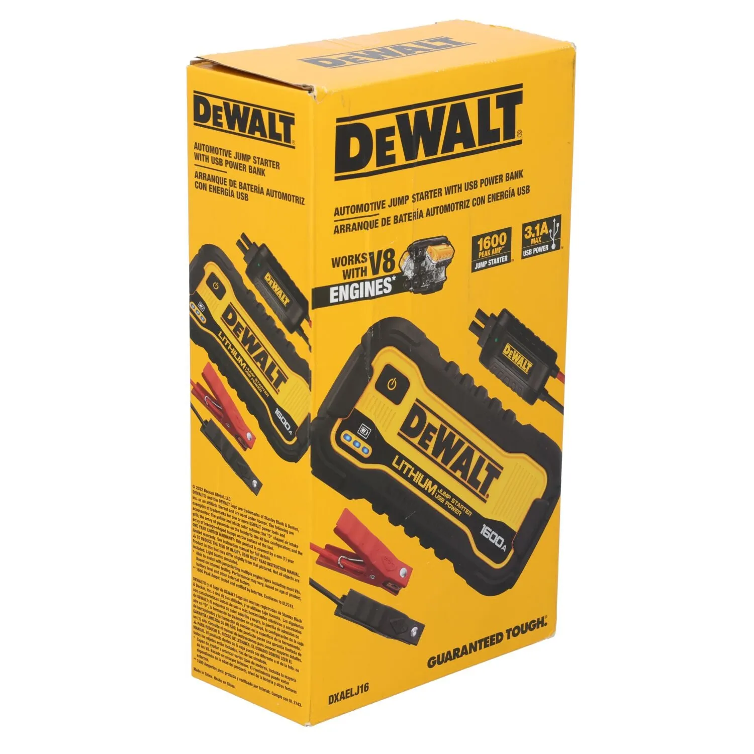 DEWALT DXAELJ16-CA -  1600 Peak Amp Lithium Jump Starter with USB Power Bank