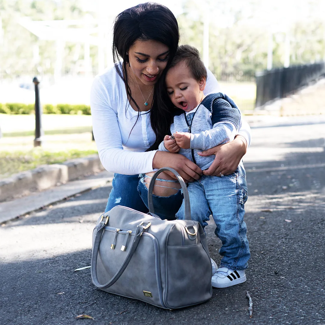 Double Zip Satchel Nappy Bag - Stone