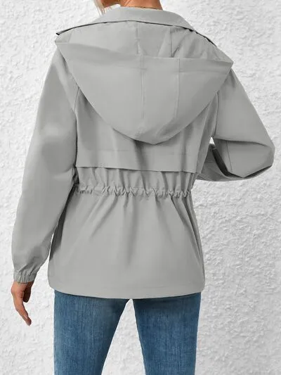 Drawstring Zip Up Hooded Jacket