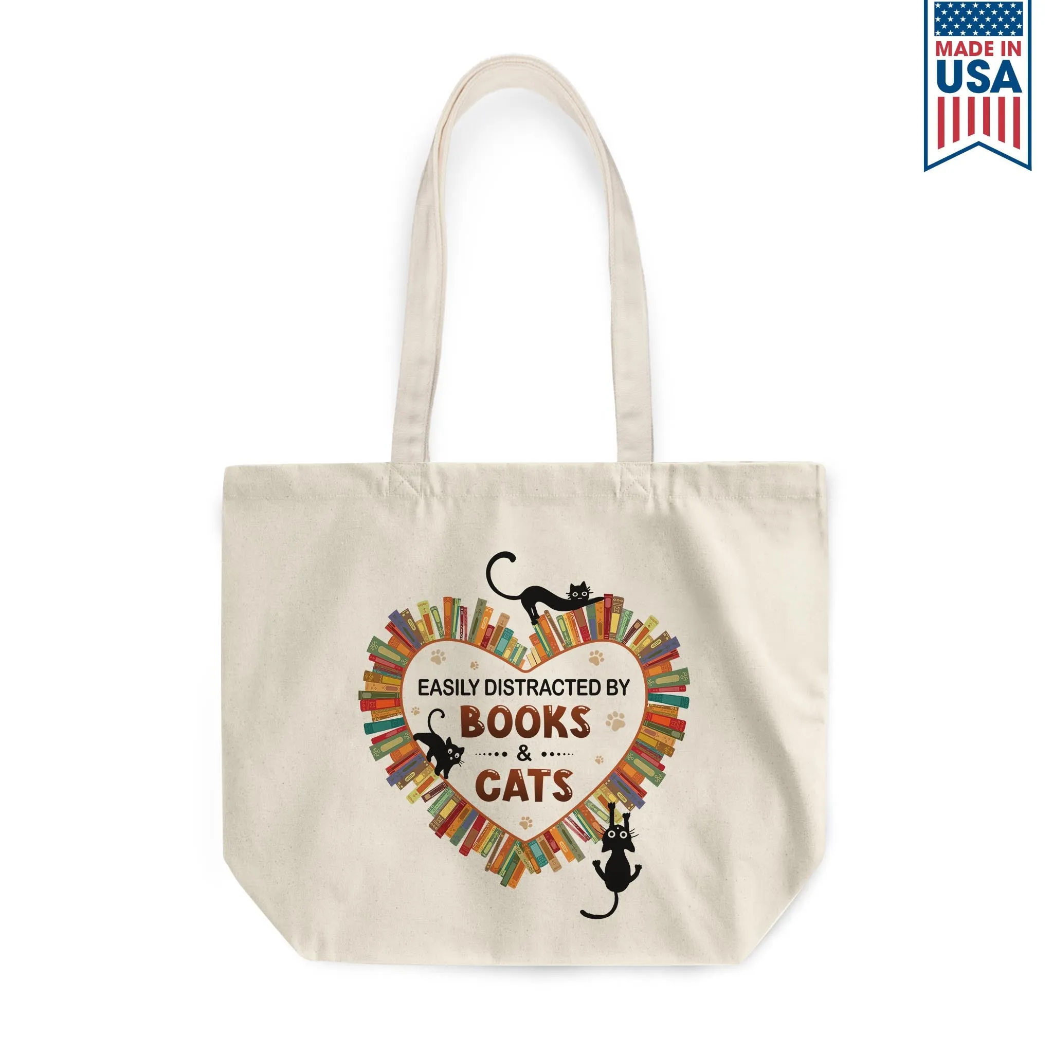 Easily Distracted By Books And Cats Book Lover Gift TBW213