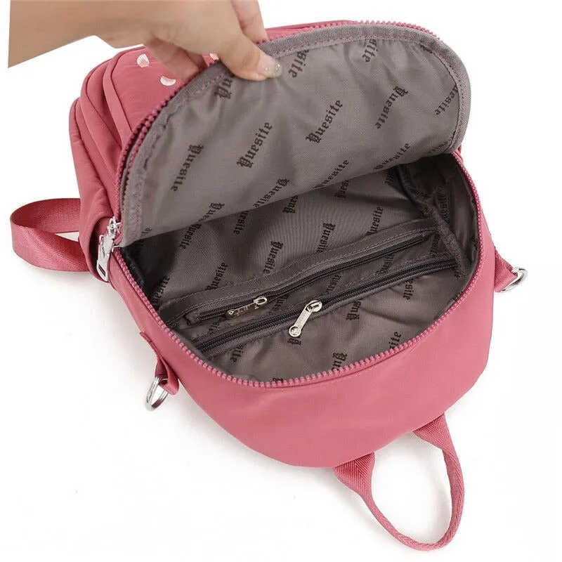 Embroidered Nylon Backpack For Women