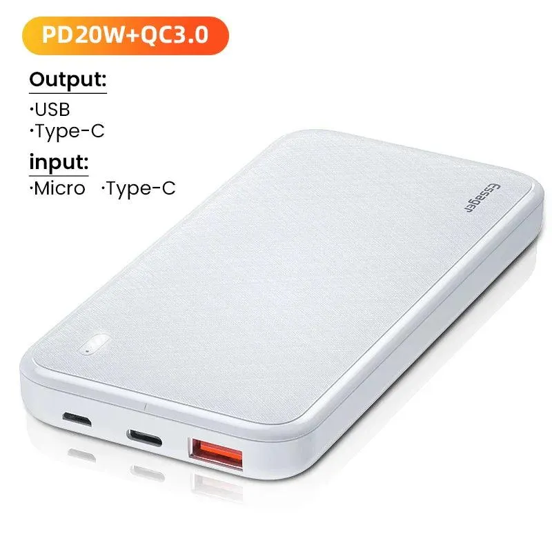 Essager 20W 10000mAh Portable Power Bank with Dual USB Outputs and Fast Charging Capability