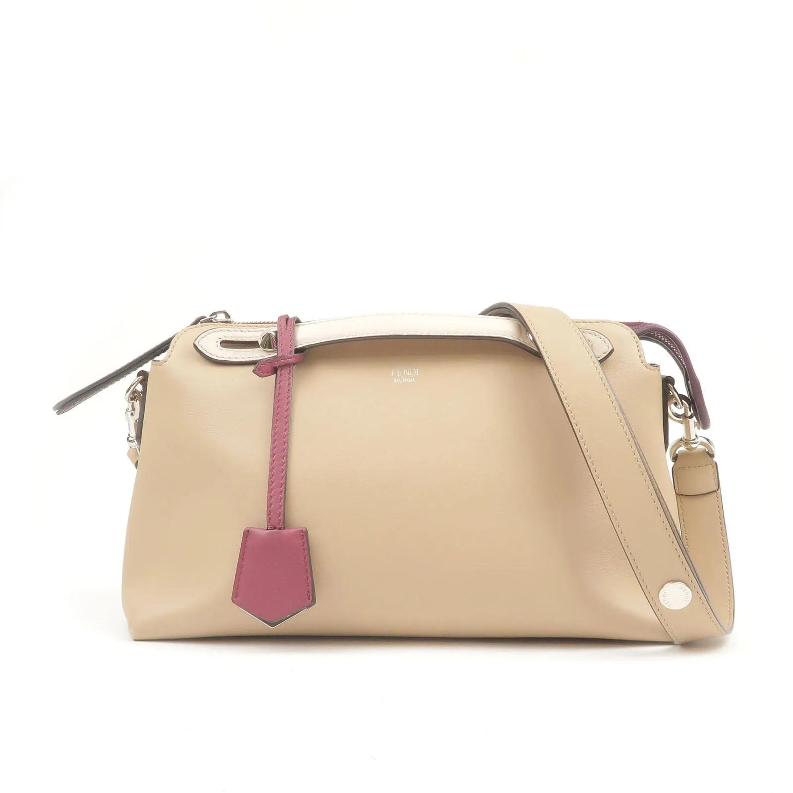 FENDI By The Way Leather 2Way Bag Shoulder Bag Beige 8BL124