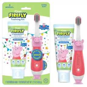 First Firefly Peppa Pig Training Kit, Light Up Kids Toothbrush and Natural Toothpaste