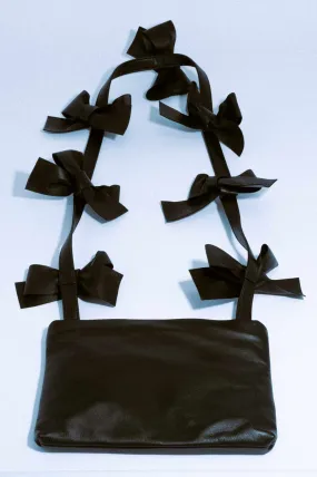 Flurry - Black Crossbody Shoulder Bag w/Bows