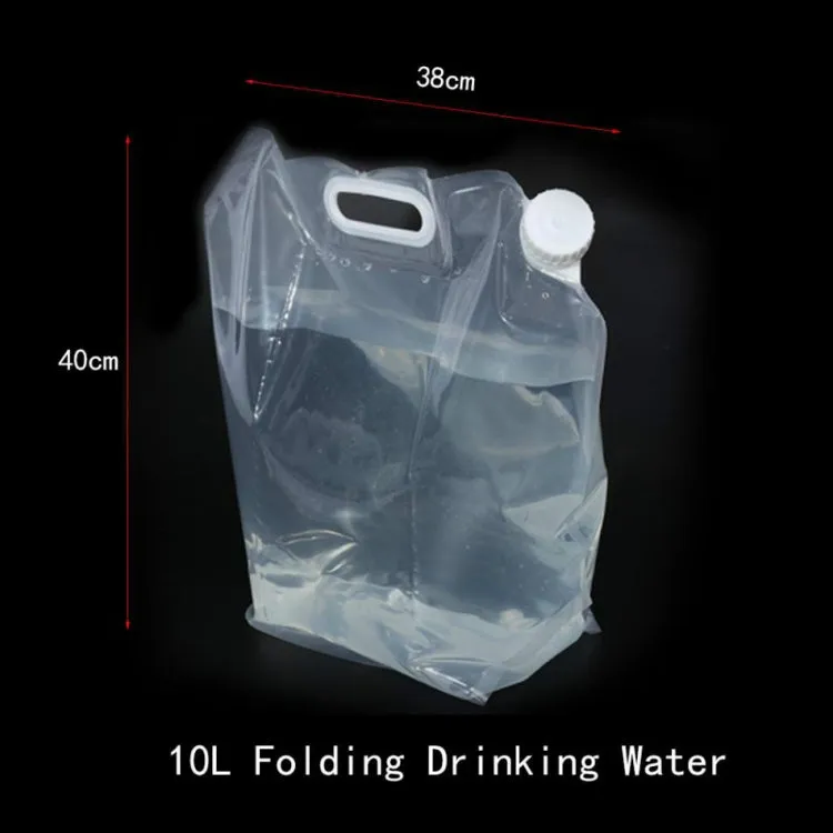 Foldable Water Bag Outdoor Sports Camping Hiking Storge Water Bucket Picnic Water Container Lifting Carrier Water Bag 10L(WHITE)