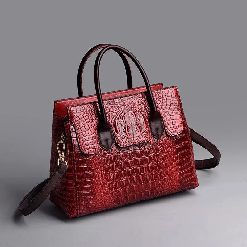 Genuine Leather Luxury  Crocodile Designer Handbag