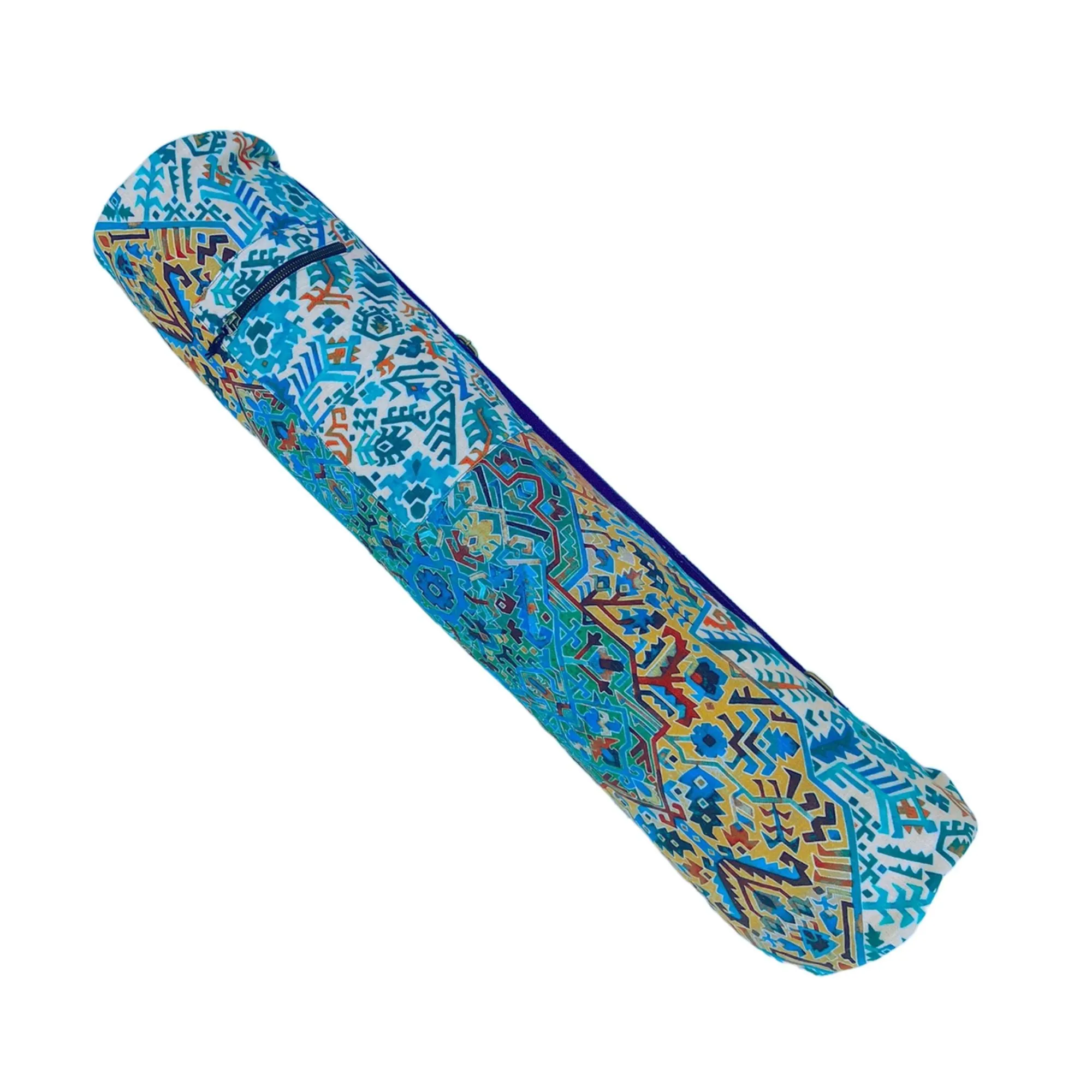 Geometric Print Yoga Mat Bag - Blue Peach