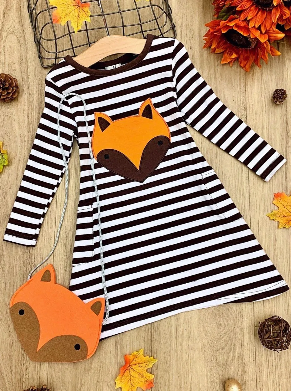 Girls Fox Pocket Dress with Purse