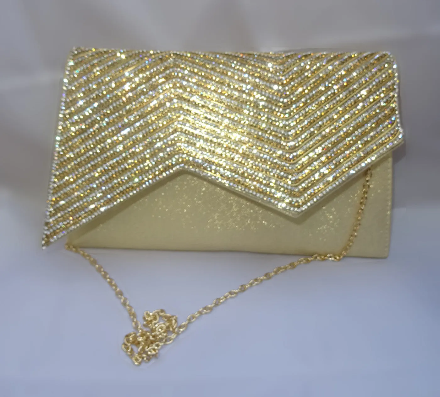 Gold Black Classy Party Wedding Cocktail Rhinestone Clutch Evening Party Purse With Chain