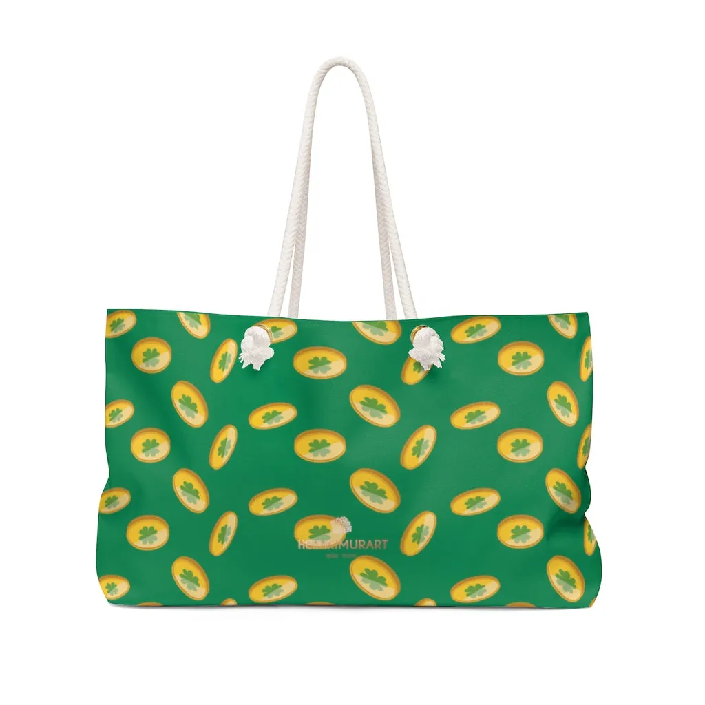 Gold Coins Weekender Bag, Green Irish Style St. Patrick's Day 24"x13" Tote  Bag- Made in USA