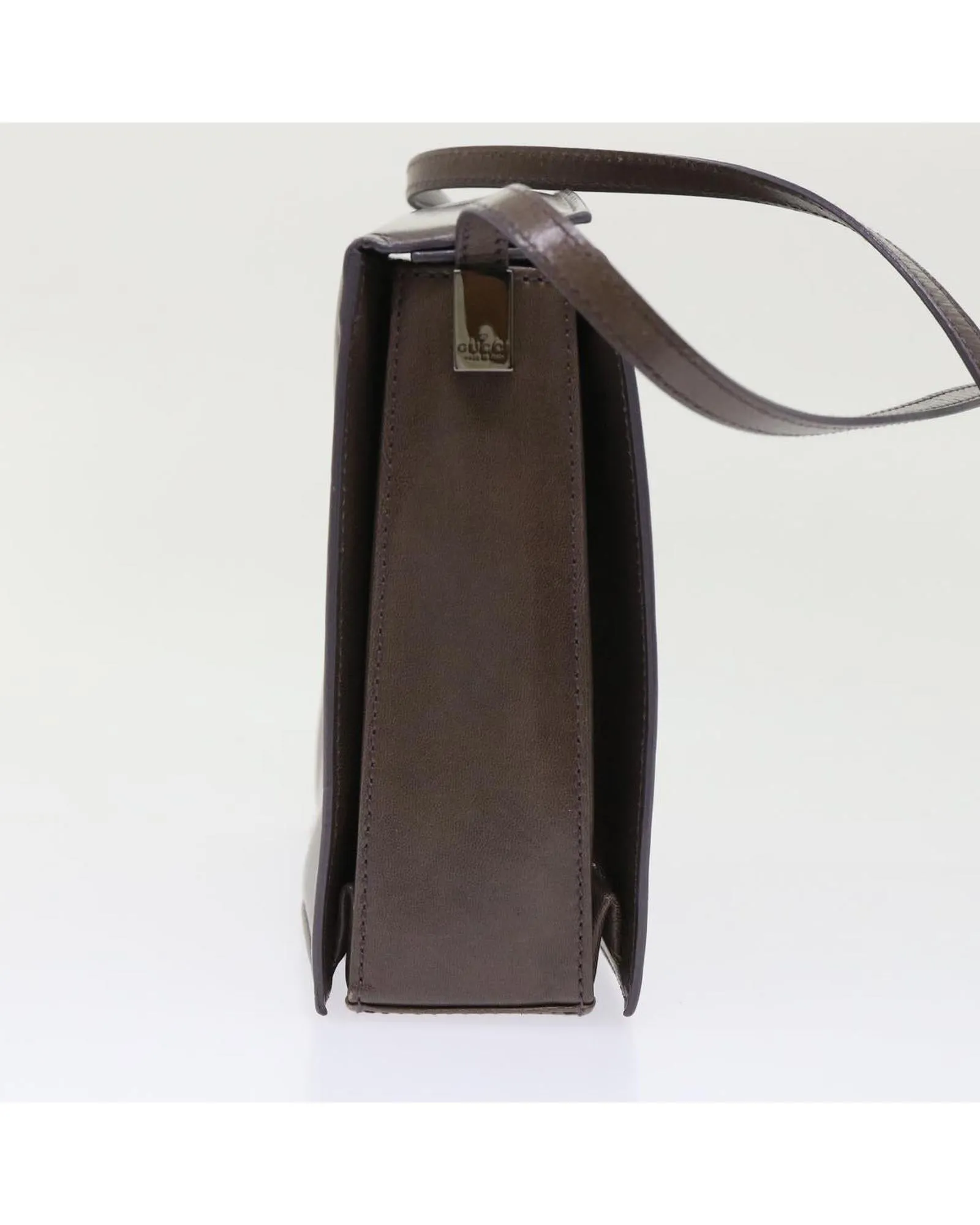 Gray Leather Shoulder Bag with 0072014/3444 Serial Number