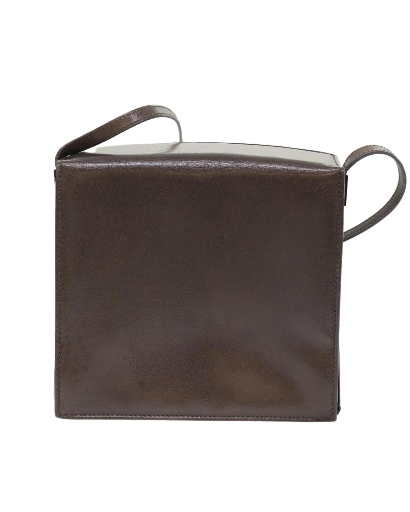 Gray Leather Shoulder Bag with 0072014/3444 Serial Number