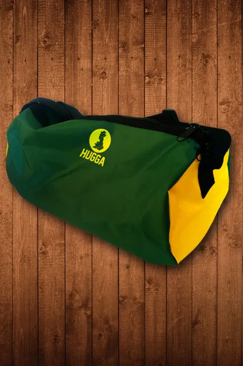 GREEN & YELLOW HUGGA HOLDALL, WITH FREE WET KIT BAG