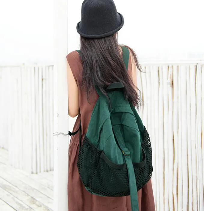 Green Simple Design Casual Large Backpack Women Handbag Bag Shoulder Tote Bag