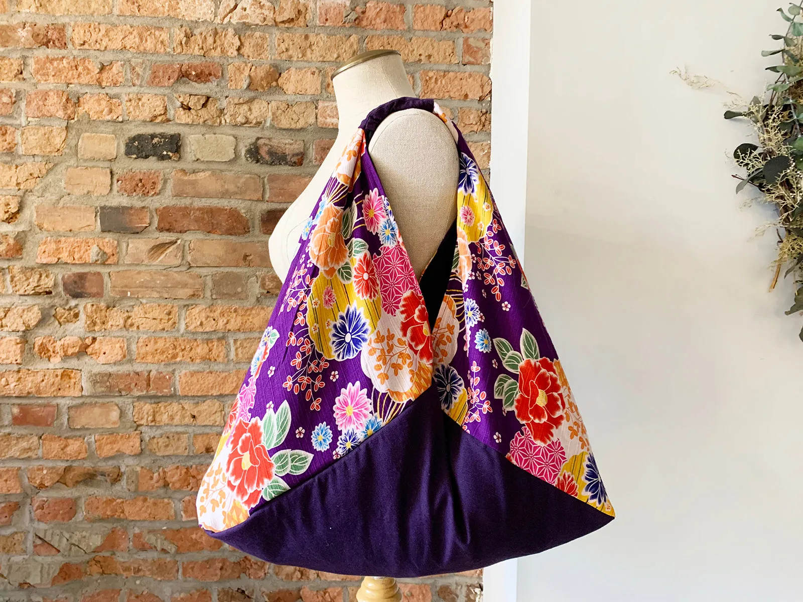 *Handmade* Origami bag | Market bag | Purple Chrysanthemum