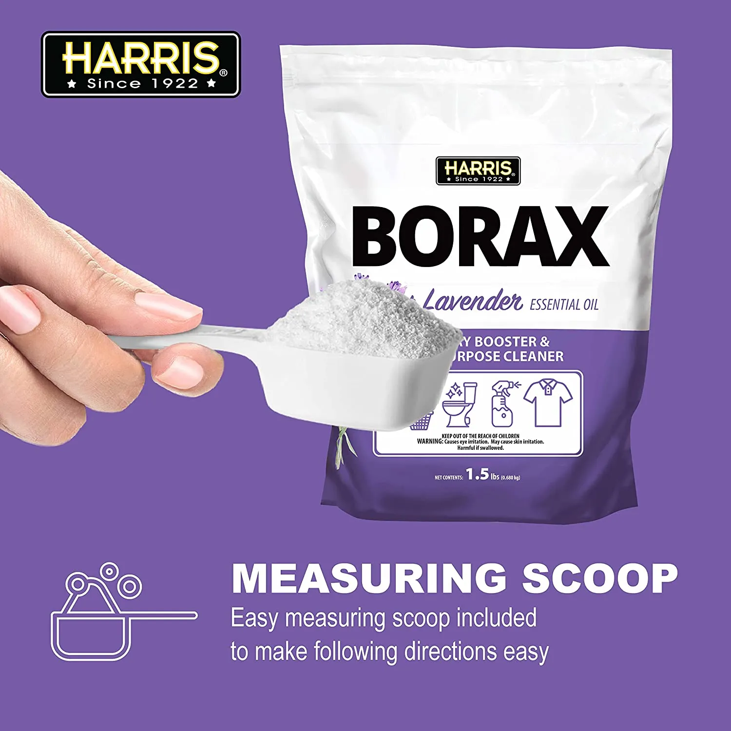 Harris Borax Laundry Booster and Multipurpose Cleaner, 1.5lb