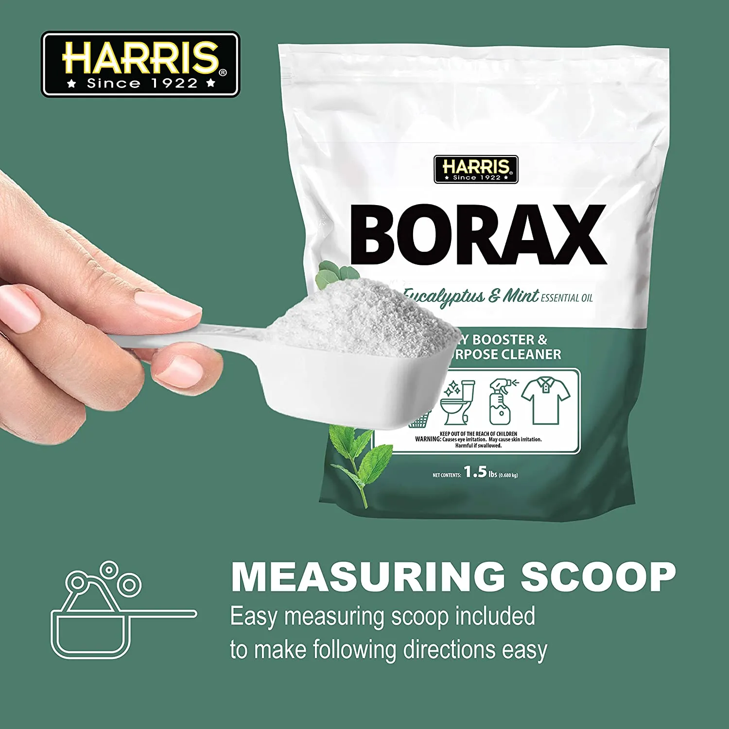 Harris Borax Laundry Booster and Multipurpose Cleaner, 1.5lb