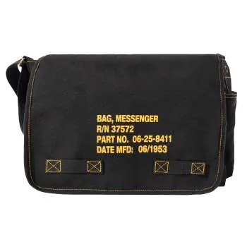 Heavyweight Canvas Classic Messenger Bag With Military Stencil