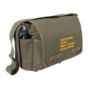 Heavyweight Canvas Classic Messenger Bag With Military Stencil