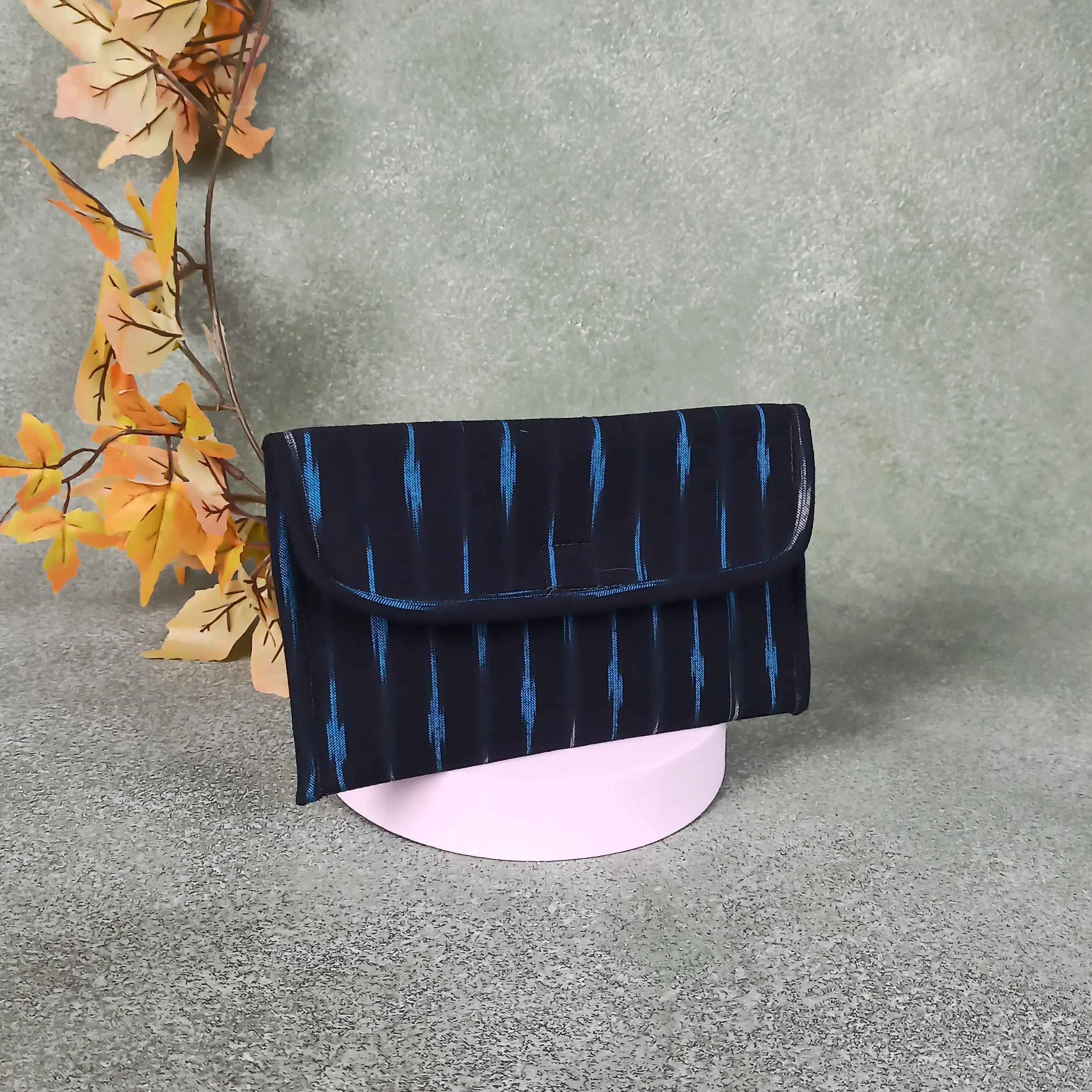 Ikat Clutch Black Colour with Blue Colour.