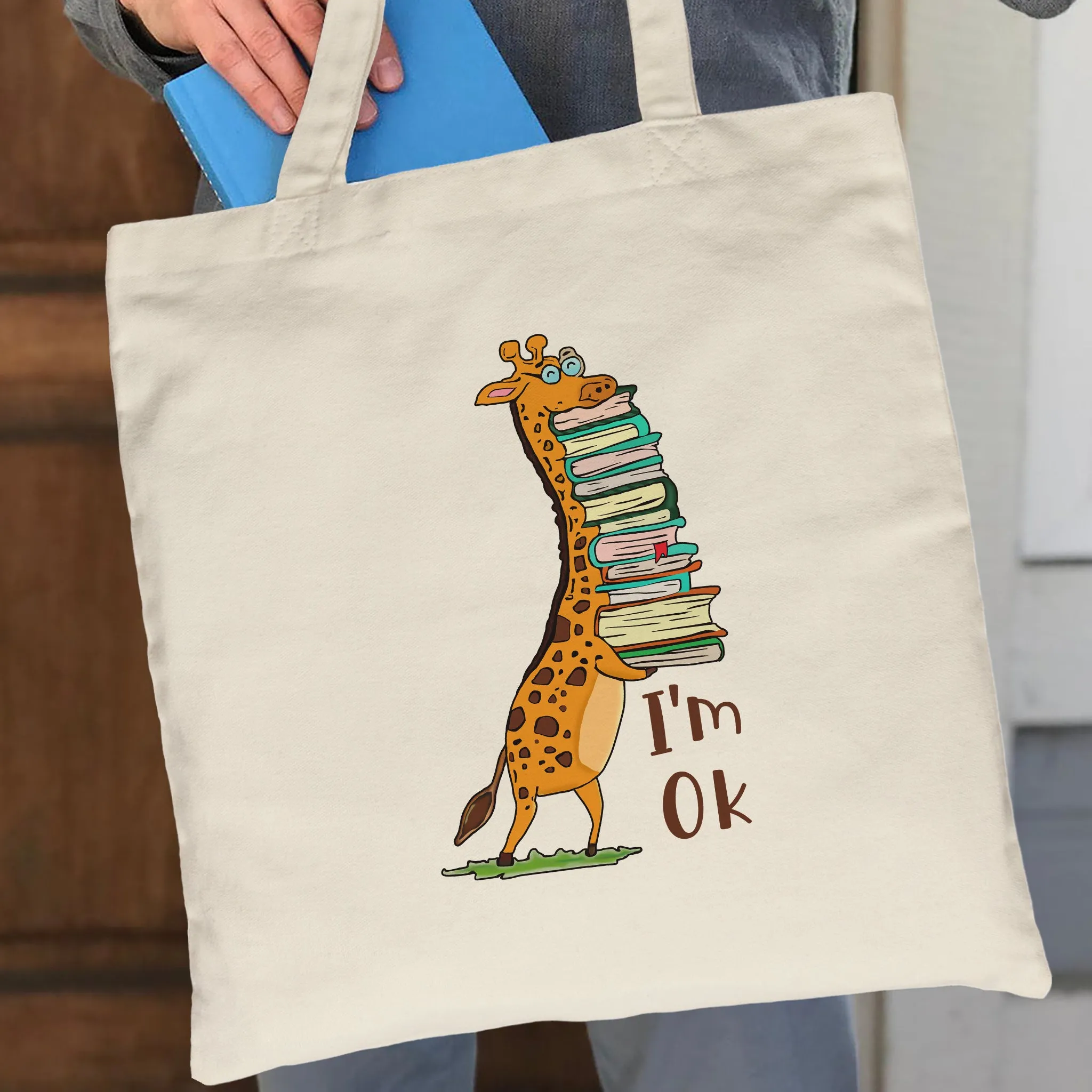 I'm OK It's Fine I'm Fine Everything's Fine Giraffe Book Lovers Gift TBW123