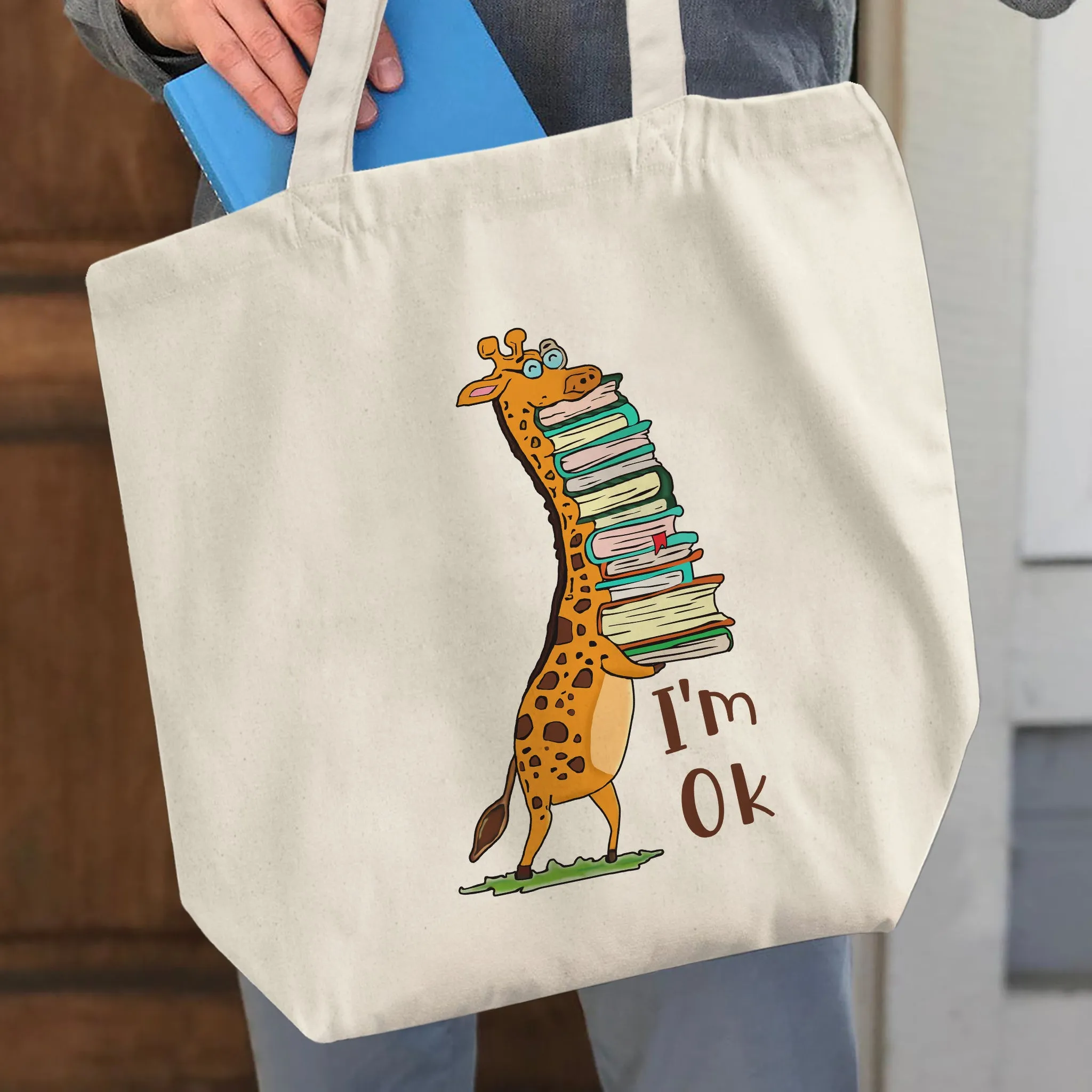 I'm OK It's Fine I'm Fine Everything's Fine Giraffe Book Lovers Gift TBW123