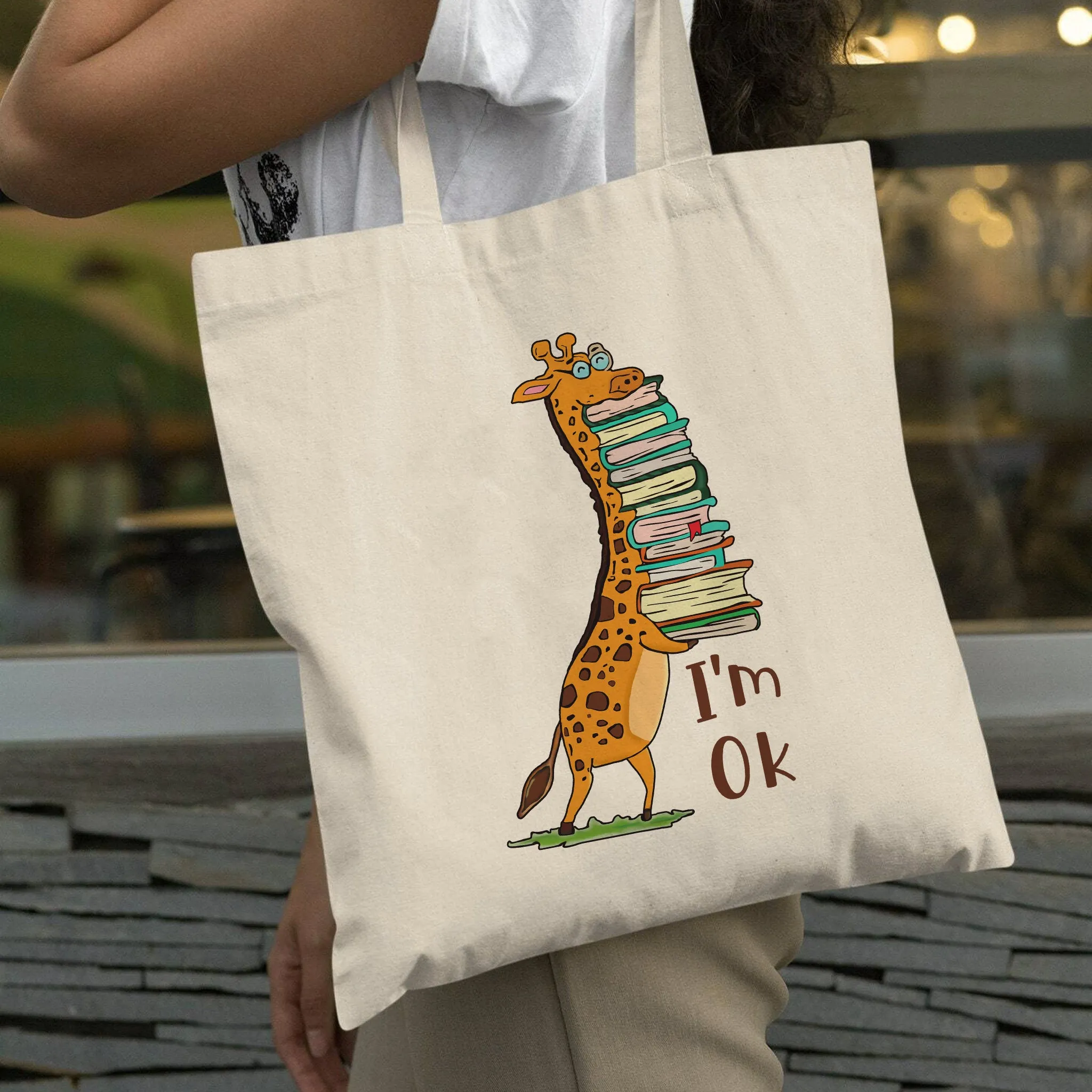 I'm OK It's Fine I'm Fine Everything's Fine Giraffe Book Lovers Gift TBW123