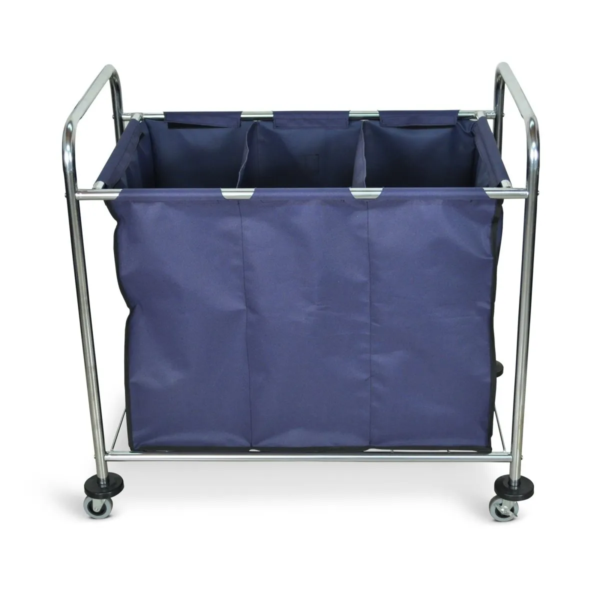 Industrial Divided Canvas Bag Laundry Cart (3 Sections)