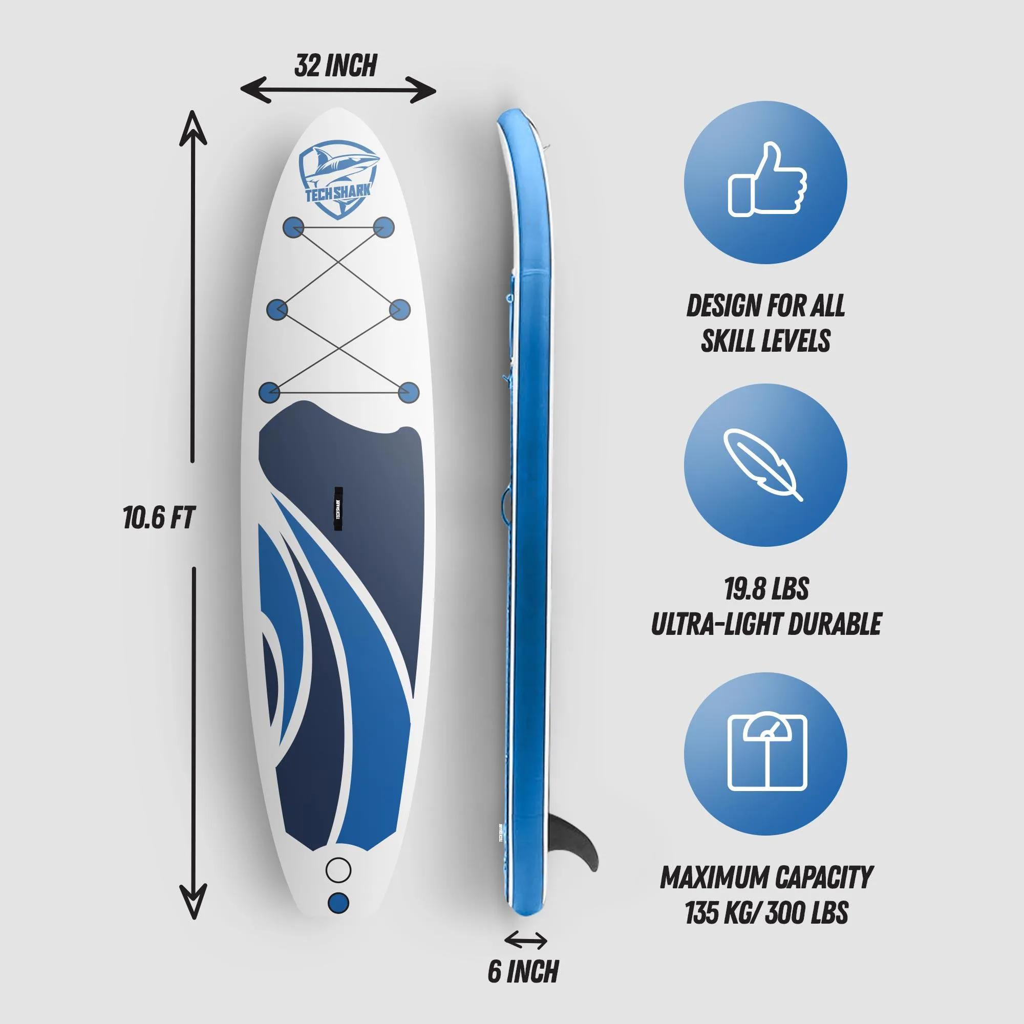 Inflatable Paddle Board Kit with Pump, Paddle, Carry Bag, and More