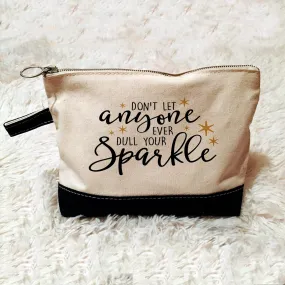 Inspirational Cosmetic Bag - Zipper Pouch - Pencil Case - Gold Sparkle