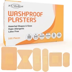 JFA Washproof Assorted Plasters x 100 (6 Sizes)