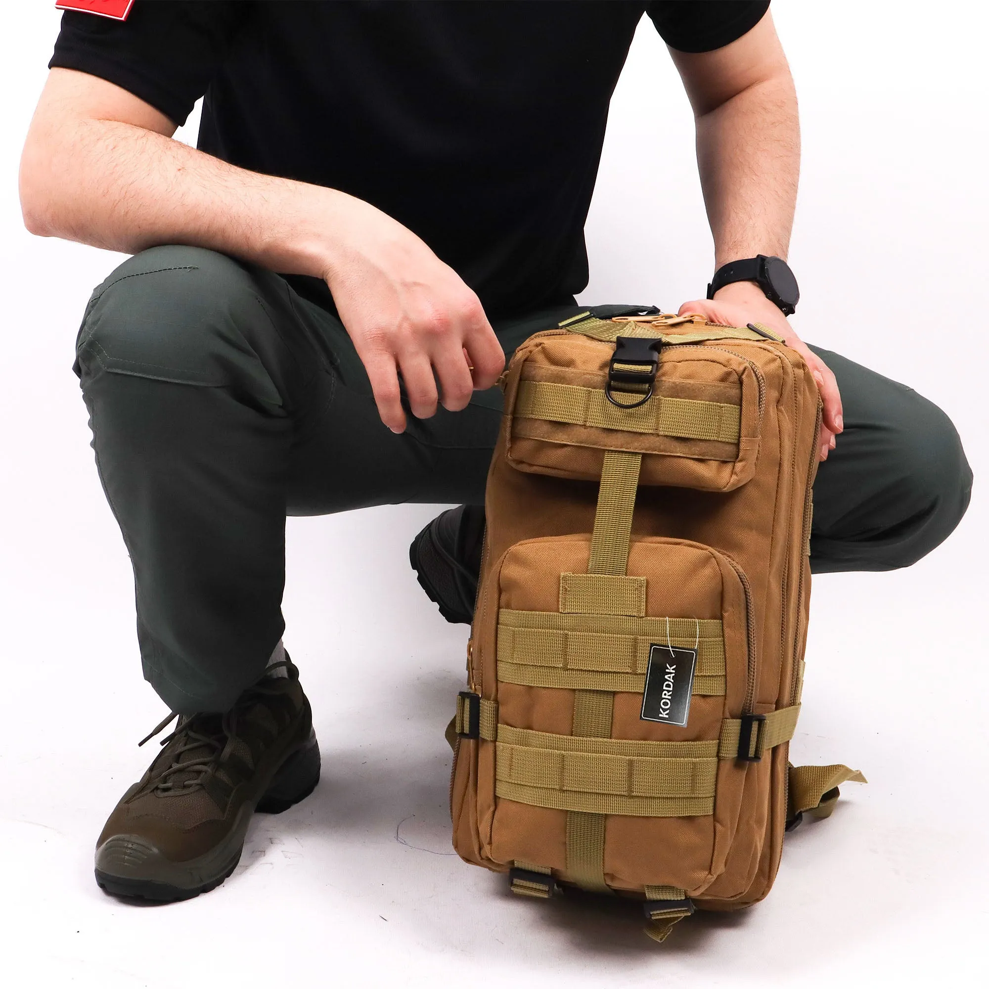 Khaki Functional Hiking Tactical Backpack - 30 Liter Bag