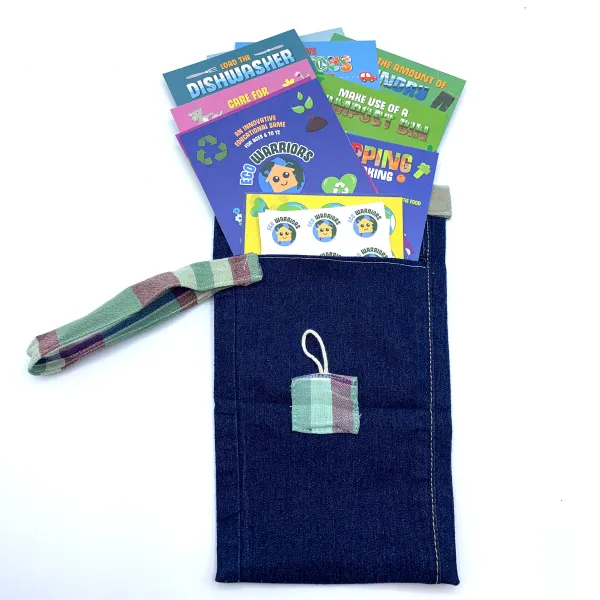 Kids' eco warrior cards in upcycled pouch