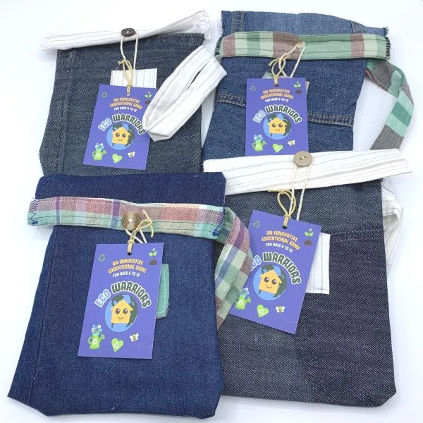 Kids' eco warrior cards in upcycled pouch