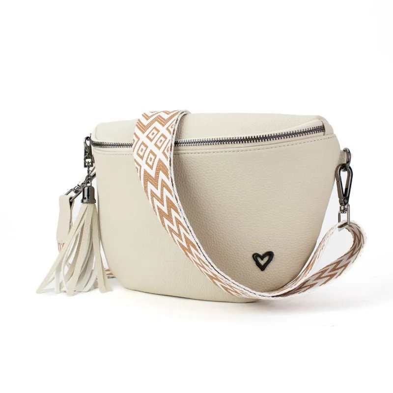 Kimberley Vegan Leather Crossbody Bag/Sling - Cream