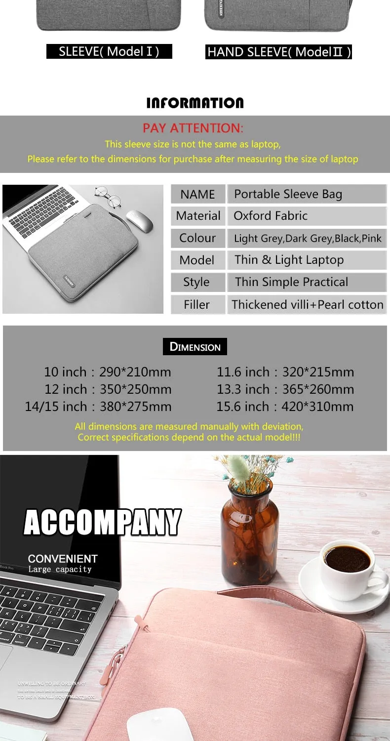 Laptop Notebook Case Tablet Sleeve Cover Bag for Macbook Pro Air Retina Xiaomi Huawei HP Dell