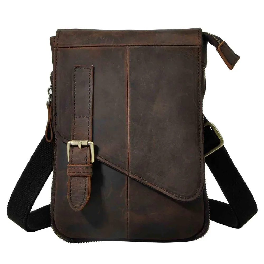 LE' AOKUU Real Leather Men's Multi-Function Messenger Satchel