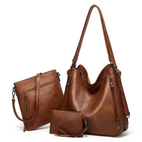 Leather Tote Handbags for Women 3pcs Set