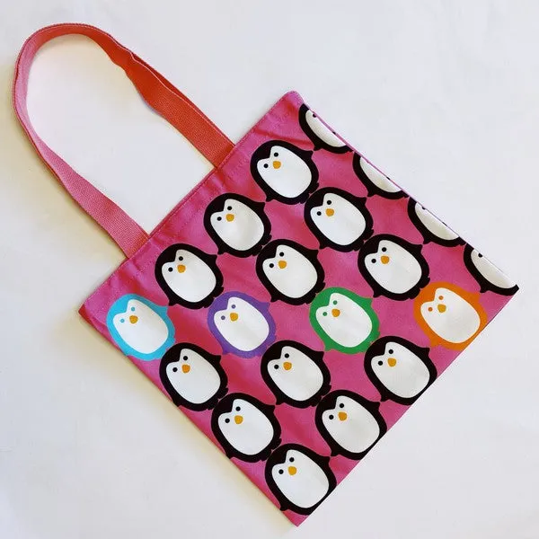 Let's Hold Hands Penguin Canvas Tote