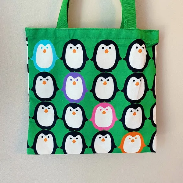 Let's Hold Hands Penguin Canvas Tote