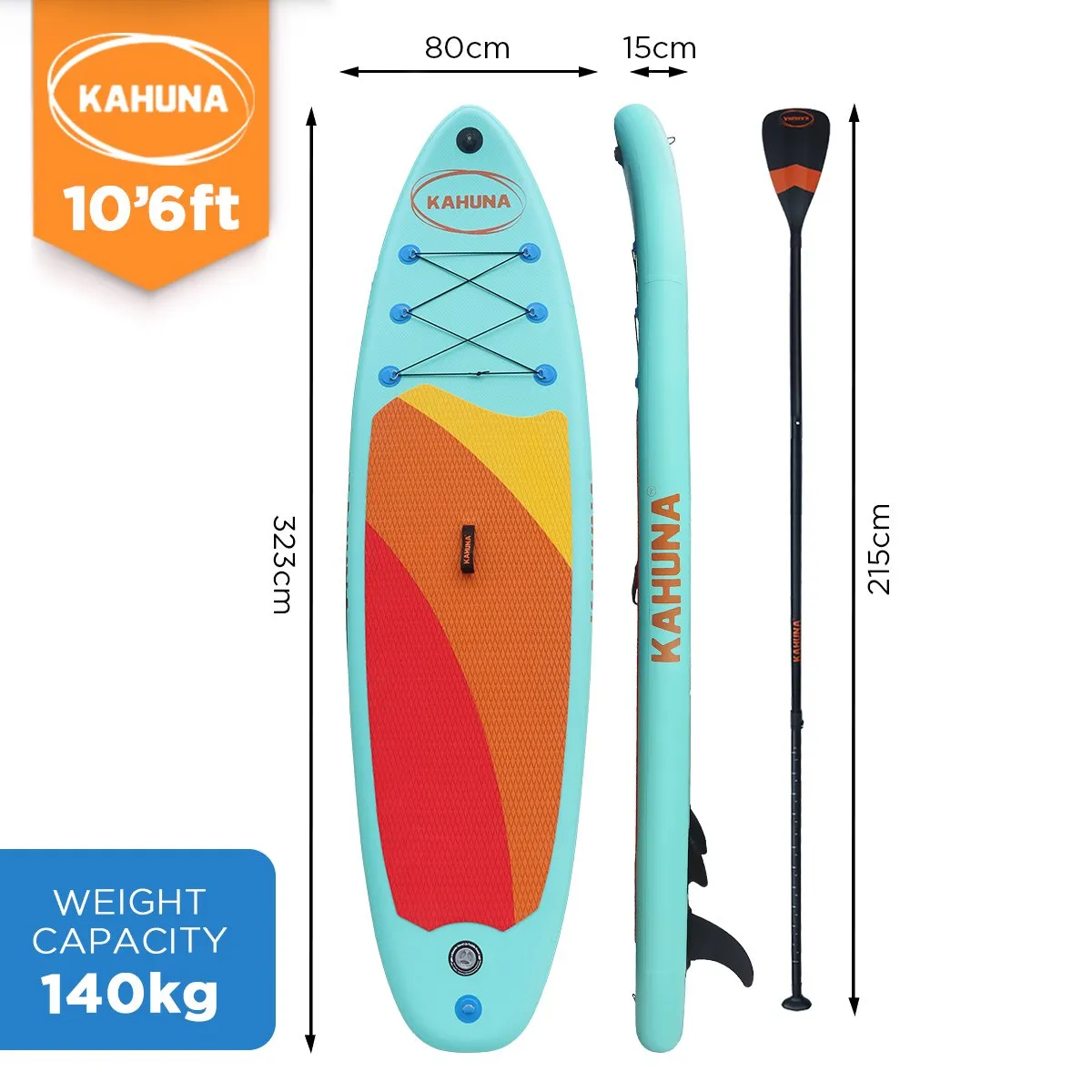 Lightweight 10ft6in Inflatable Paddle Board, Premium iSUP Set - Kahuna Hana