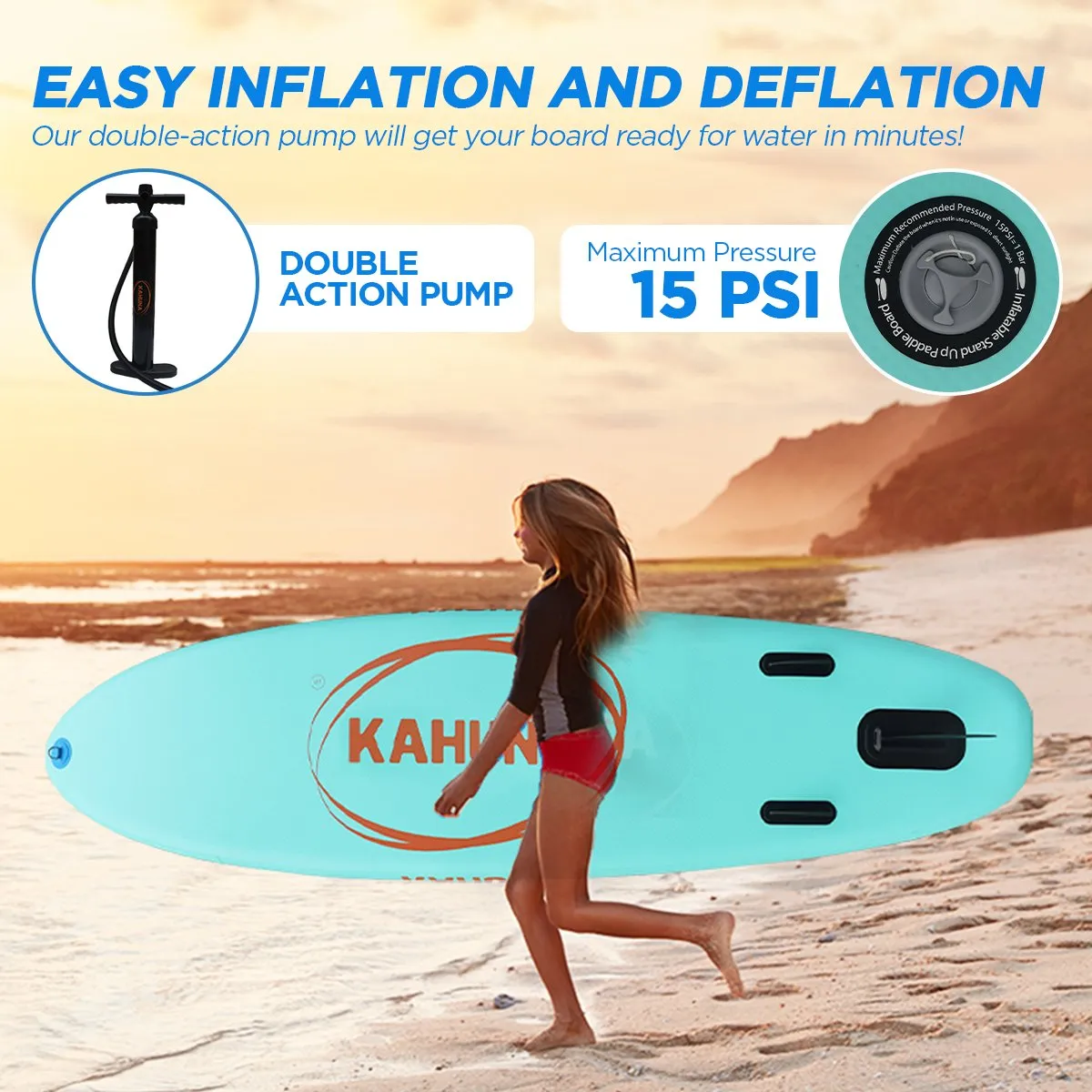 Lightweight 10ft6in Inflatable Paddle Board, Premium iSUP Set - Kahuna Hana