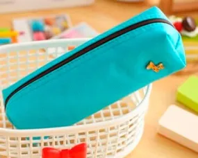 Lovely Deer Candy Color Students Stationery Bag - Blue