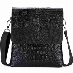 Luxury Embossed Alligator Leather Shoulder Bag