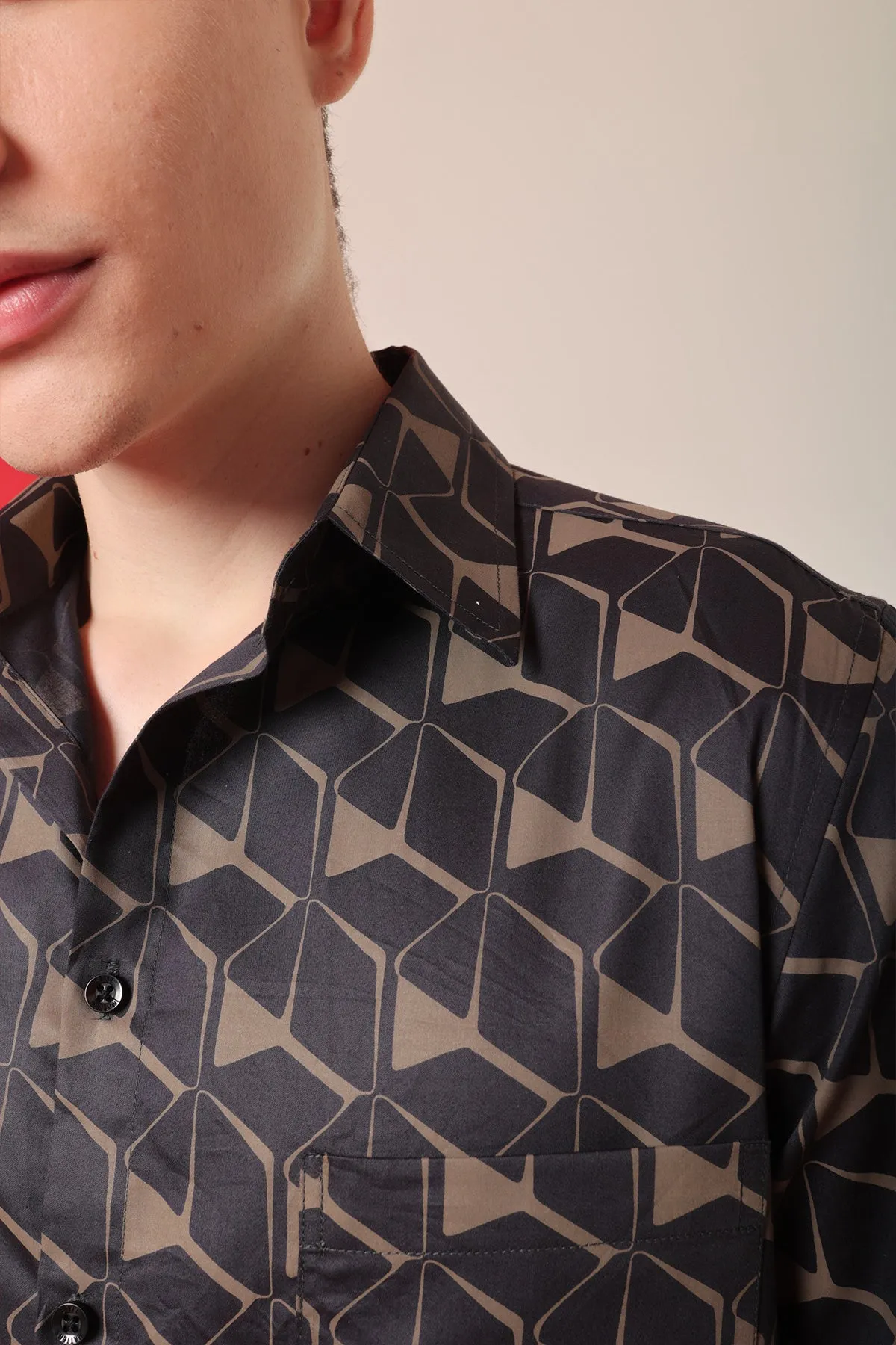 Majestic Brown print cotton shirt full sleeves | Style Matters